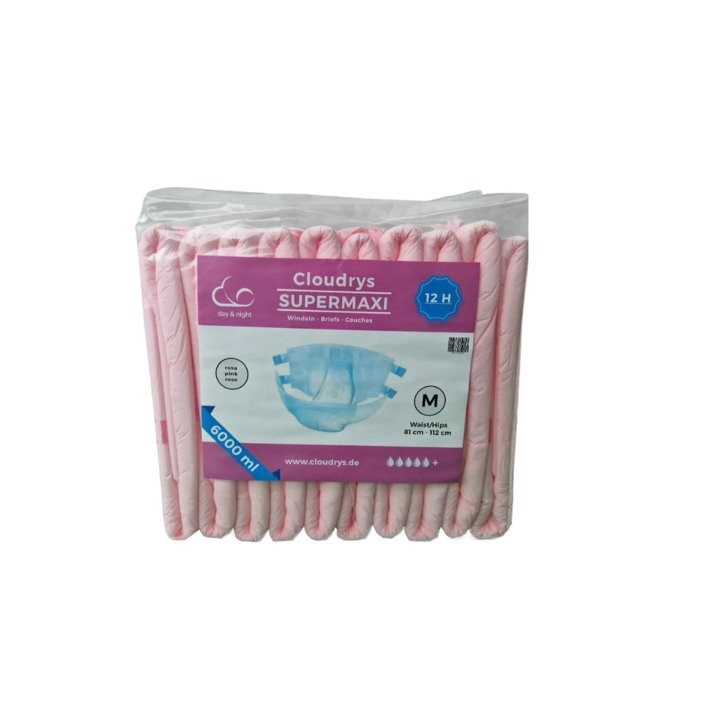 Paquet de 10 couches ABDL Rose Plastifiée Cloudrys Super Maxi – Le Change Complet Uni Tendre