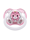 Tétine adulte LittleForBig Baby Usagi BigShield avec motif kawaii, bouclier imprimé et tétine en silicone transparente sur fond blanc.