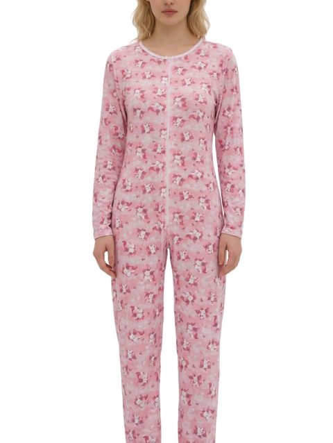 Pyjama adulte à pieds Rearz Lil’ Bella en coton extensible avec fermeture éclair sur le devant.