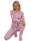 Grenouillère adulte à pieds Rearz Lil’ Bella en coton extensible avec fermeture éclair sur le devant.